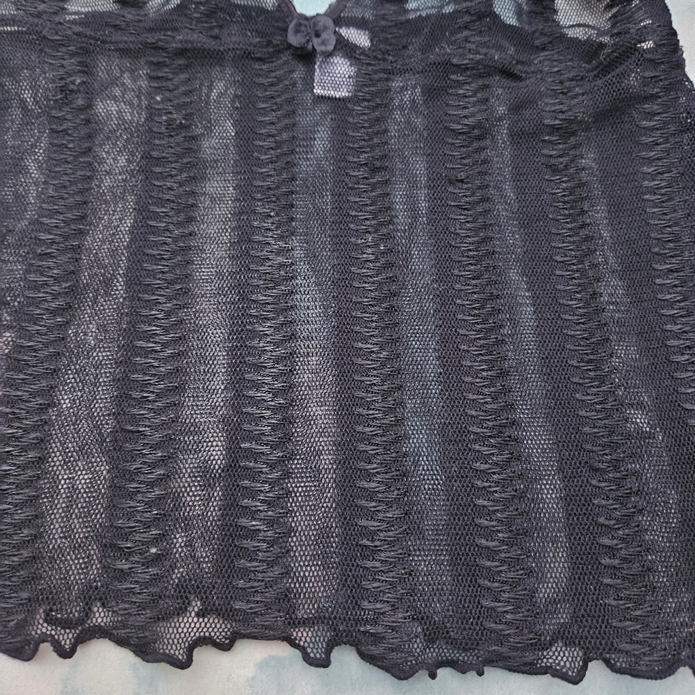 Vintage 90s, Y2k Top Goth Punk Chic Rare Lingerie Sheer Stripe Mesh Top - Picture 6 of 7